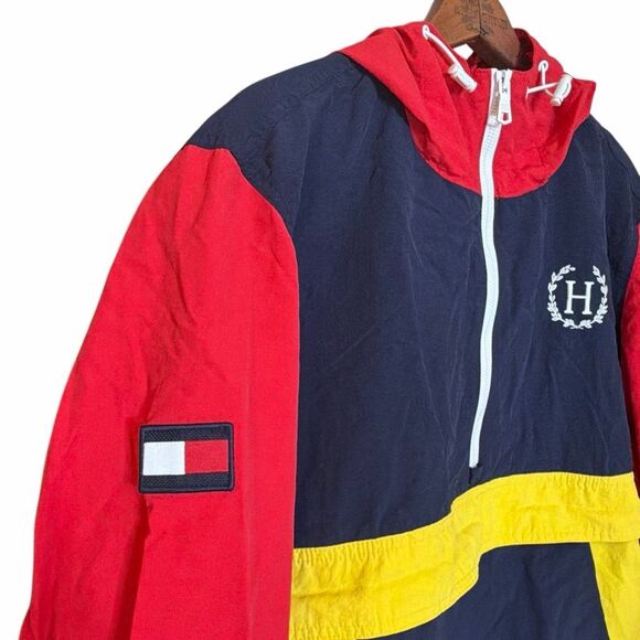 Tommy Hilfiger Colorblock Half-Zip Hooded Windbreaker Jacket Multicolor Large - Picture 5 of 12